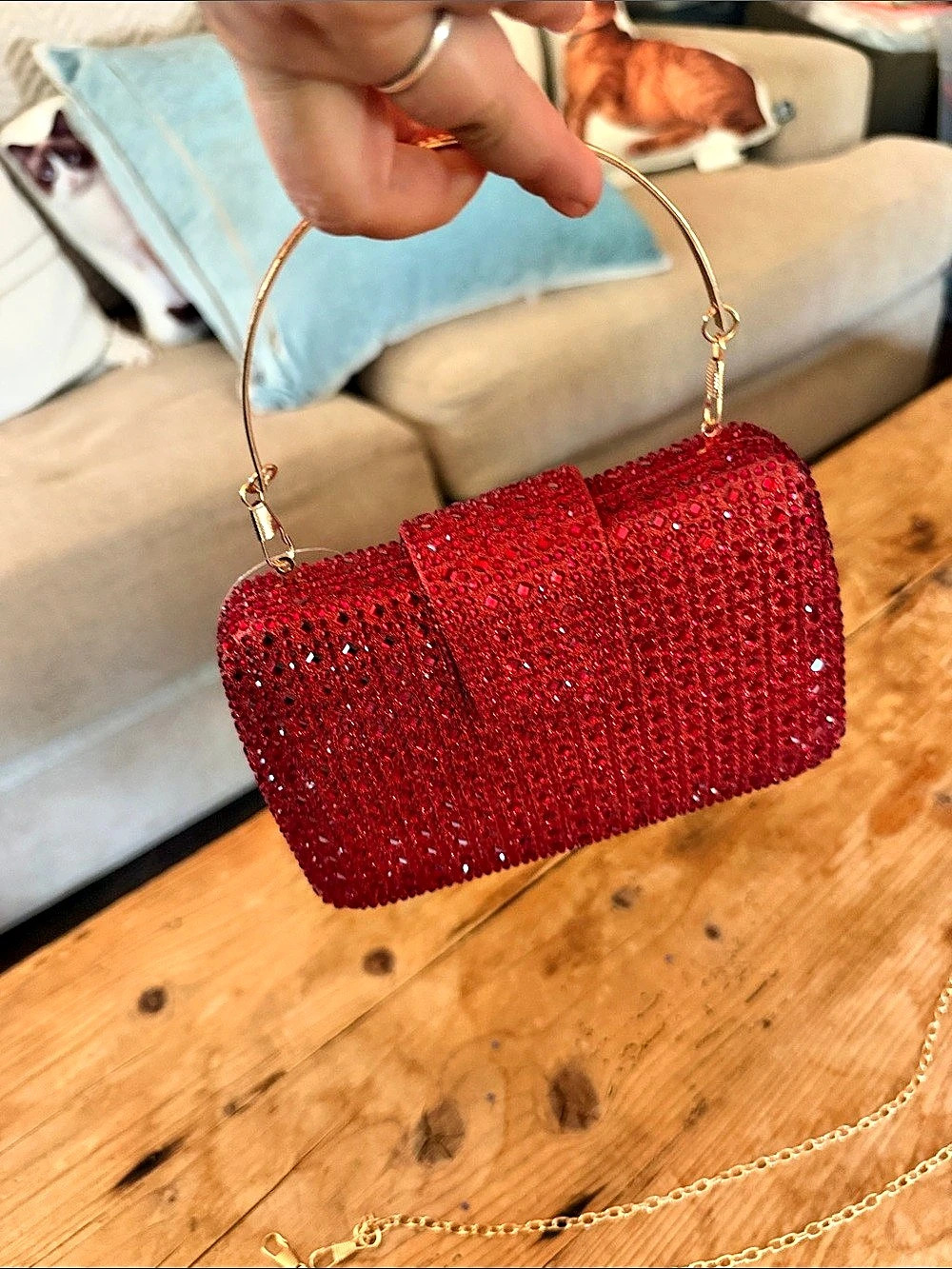 Red Embellished Clutch - Picture 6 of 7